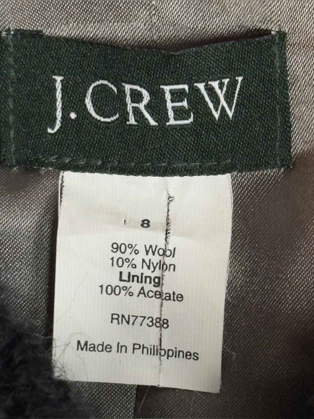 J.Crew Black Bouclé Wool-Blend Cropped Blazer – Peter Pan Collar – Size 8 - Picture 9 of 12